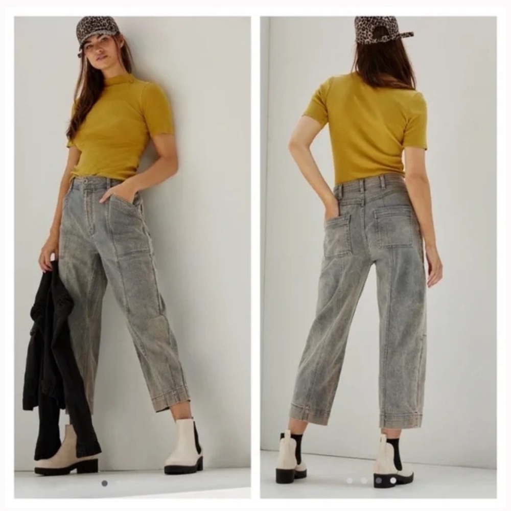 Anthropologie Pilcro Grey High Rise Seamed Straight Leg Jeans